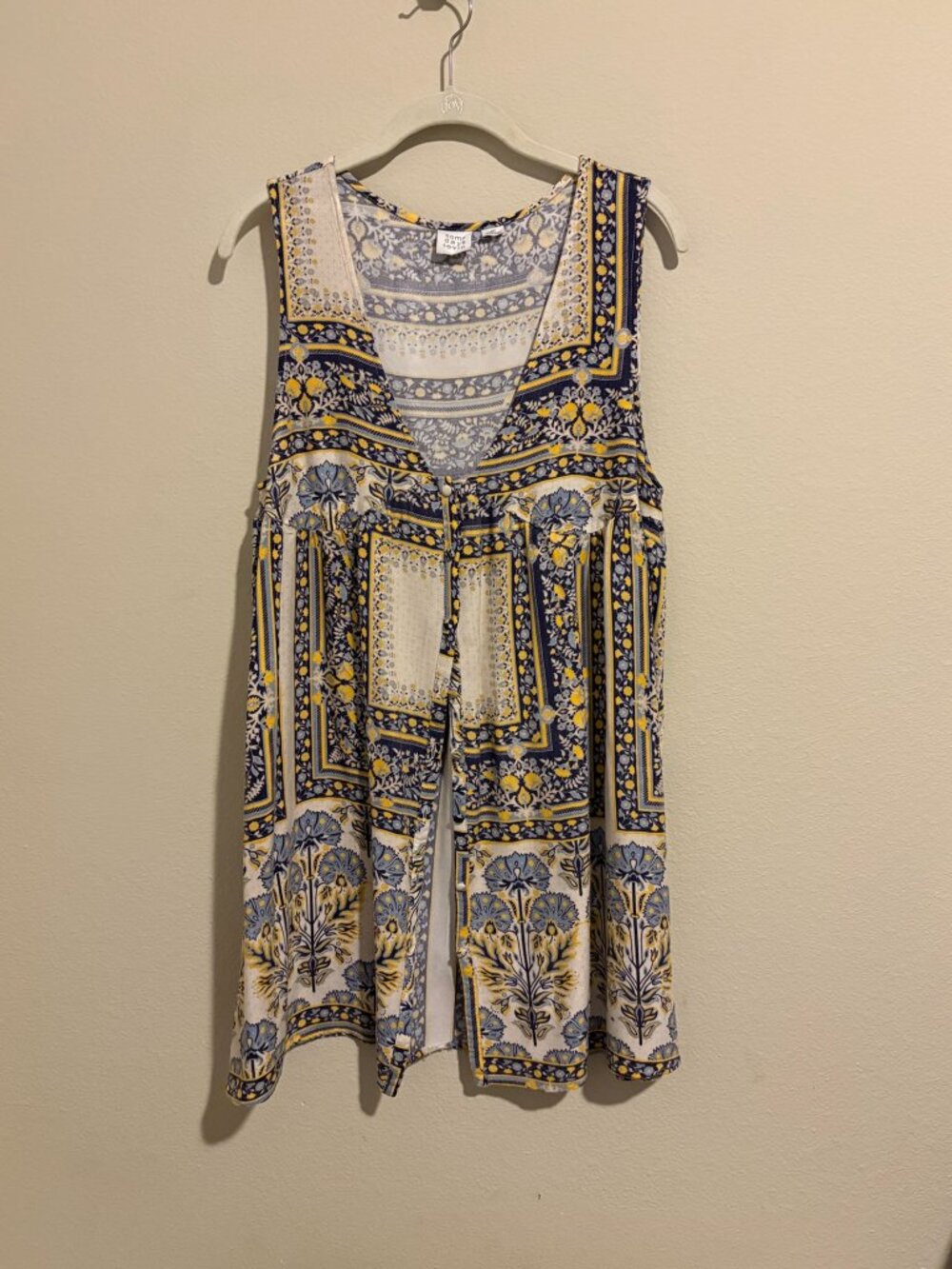 Some Days Lovin Boho Print Sleeveless Tunic Blouse M